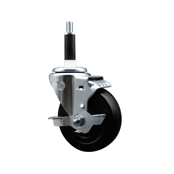 4'' SS Hard Rubber Swivel 7/8'' Expanding Stem Caster with Brake